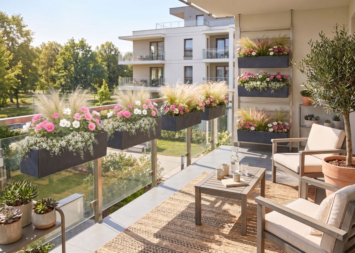 Balkon w stylu łąki kwietnej